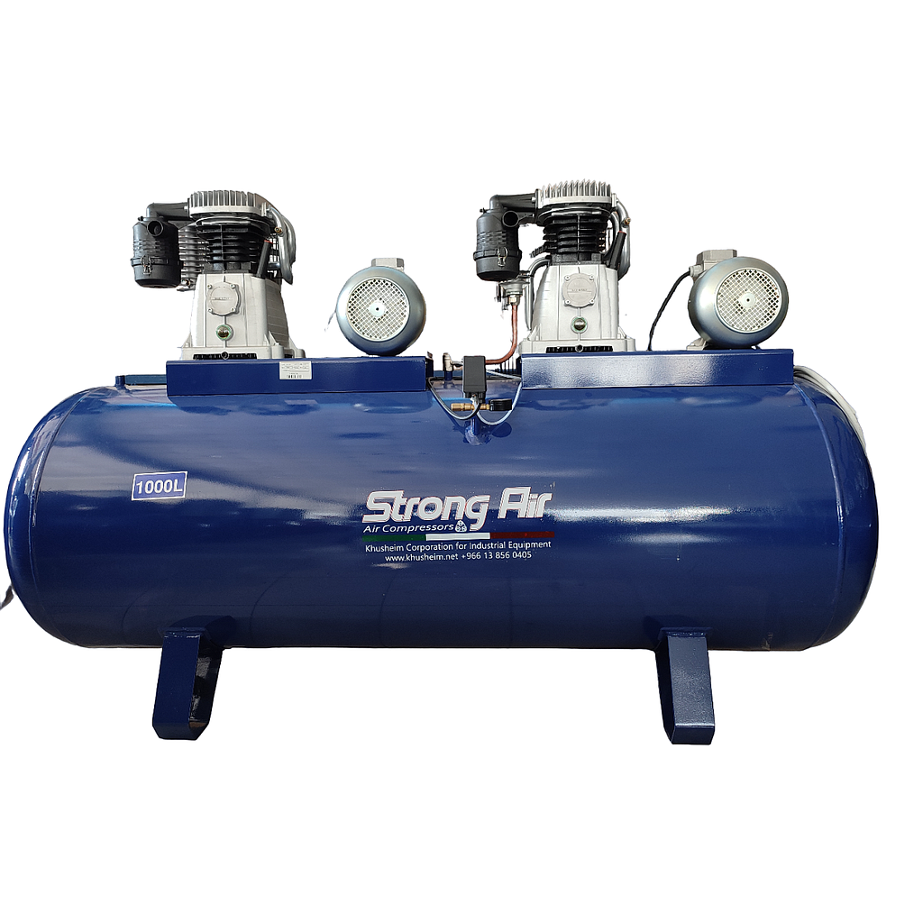 Strong Air 1000 Liter, VG10 2-Head Air Compressor Electric 10HP+10HP, 11 Bar, 3PH 220V-380V 60Hz. 