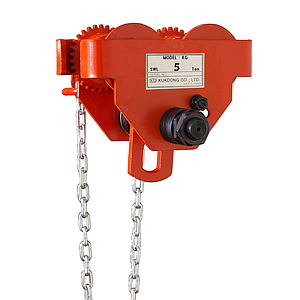 5-Ton Geared Trolley With 3mtr. Hand Chain , Single Pin Type